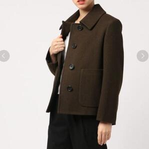 定価8万 MARGARET HOWELL マーガレットハウエル Shetland Linen Wool 2サイズ ジャケット ショート ステンカラーコート ブラウン