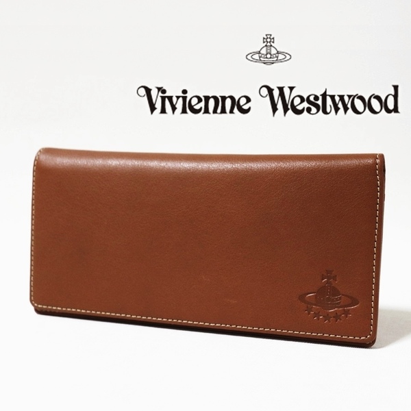 《Vivienne Westwood ヴィヴィアンウエストウッド》新品【ORBスターズ】フラップタイプ小銭入れ レザーかぶせ式長財布 ウォレット S2388