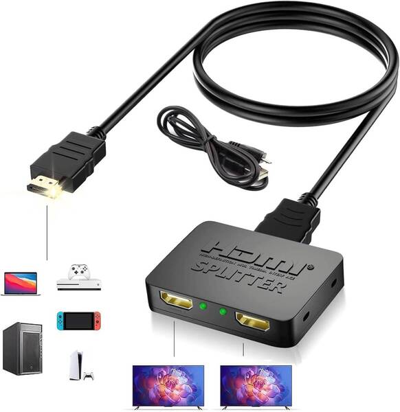 HDMI 分配器 1入力2出力 金メッキ仕上げザ・4K@60Hz スプリッター アルミ製 3D HDCP1.4対応 HDMI セレクター
