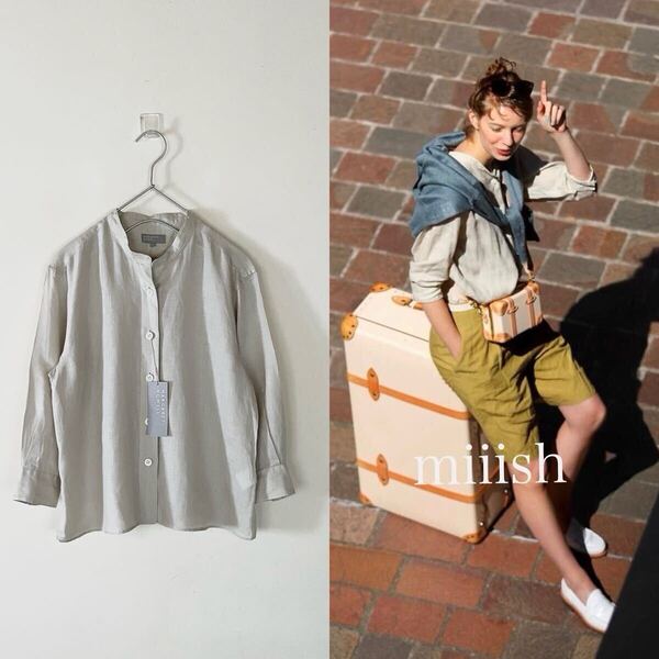 新品タグ付 2023 MARGARET HOWELL マーガレットハウエル リネン100% カラーレスシャツ 雑誌掲載 33,000円