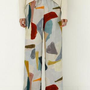 カラフルペインティングプリント イージーストレートパンツ Ballsey 白