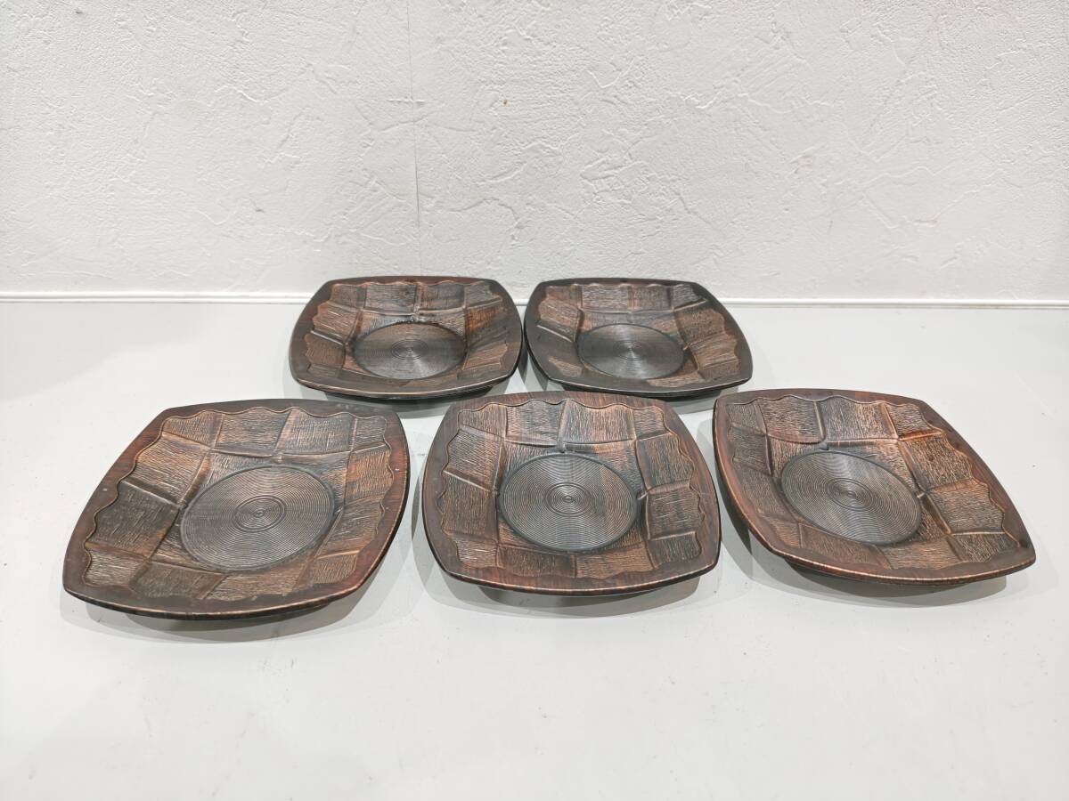 煎茶道具　蝋型鋳銅　正作　草文茶托　五客　共箱　M　R8526 2130488588.jpg?1703555688
