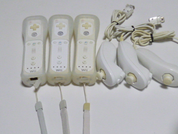 R29【送料無料 即日発送 動作確認済】Wii リモコン ヌンチャク 3個セット 任天堂 純正 RVL-003 白 ホワイト コントローラー コントローラ