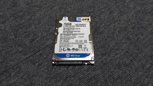 ◆◇043 SMARTチェック・データ消去済み 2.5インチHDD 750GB WD7500BPVT◇◆
