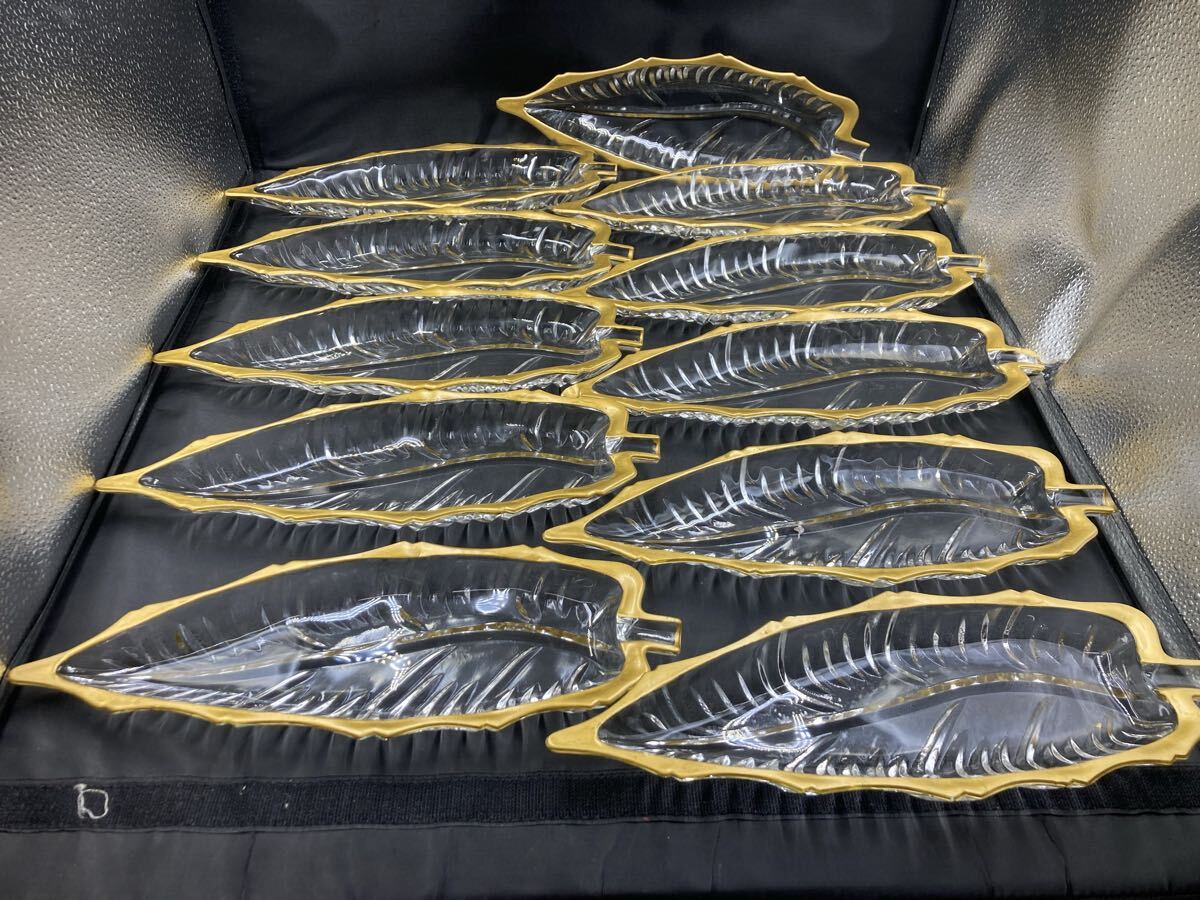 アンティークガラス　ギアマン　ウランガラス　共箱有り　12客　小皿　旧家所蔵品 江戸末～明治時代 ギヤマン 古ガラス 切子小皿 5客 | 古美術ささき