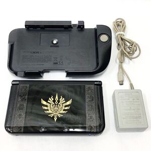 動作品 任天堂 Nintendo 3DS LL SPR-001 モンスターハンター4 ゴア・マガラブラック 初期化済み 電源ケーブル他付属 R店0830④