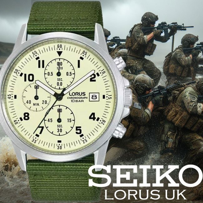 セイコーLORUS ミリタリー軍事クロノグラフ 100m防水 アイボリーフェイス セイコーLORUSの値段と価格推移は?|117件の売買データから