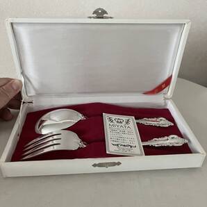 サーバーセット(大型のフォークとスプーン) 純銀 .950 アンティーク 日本製 MIYATA 箱付き 未使用