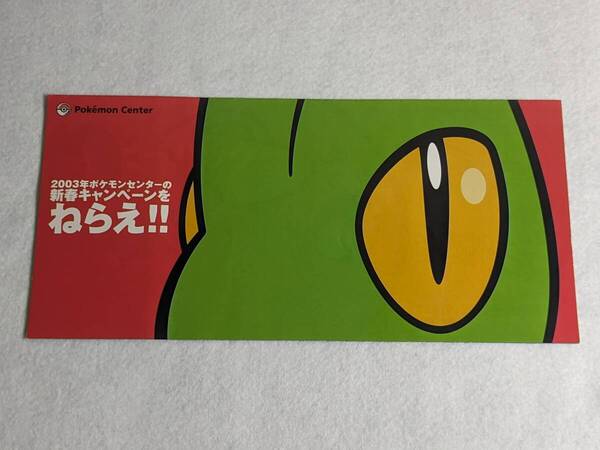 ポケモンセンター チラシ 2003年ポケモンセンターの新春キャンペーンをねらえ! キモリ アチャモ ミズゴロウ ハッピーバッグ 初売り