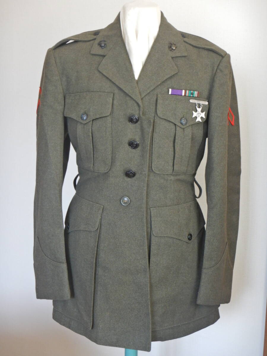 米軍実物_米海兵隊_サービスユニフォーム_ウール100%_上下 US.ARMY WW1 米軍 実物 将校用 オフィサー サービスコート