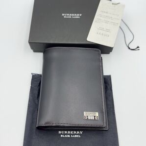 未使用品 バーバリー ブラックレーベル 二つ折り財布 ブラック レザー 小銭入れ付き メンズ カードケース コインケース クレストブリッジ