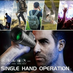 新品未使用 10倍HD単眼望遠鏡 - 手動フォーカス、高倍率10倍・40mm大型アイピース付き、野鳥観察・キャンプ・旅行に最適な携帯デザイン