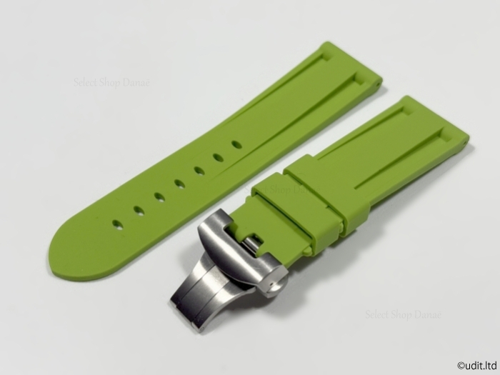 ラグ幅24mm パネライ対応 腕時計ラバーベルト ライムグリーン 腕時計ベルト 