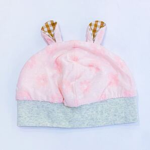 【新品未使用】connect M コネクトエム 帽子 薄ピンク うさぎ 花柄 チェック柄 パイル 50cm 51cm 52cm キャップ ベレー帽 うさ耳 ベビー