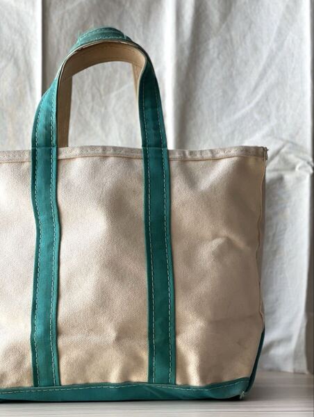 美カラー!シーグリーン!90s ビンテージ L.L.BEAN トートバッグ 単色タグ エルエルビーン キャンバス USA製 Vintage BOAT AND TOTE レア