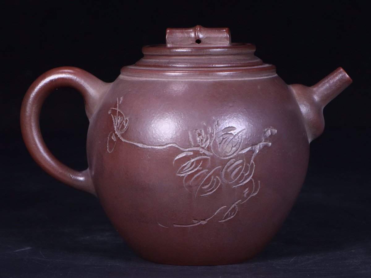 O85 中国古作　古い朱泥急須ふ　在銘刻印有　D O85-15 中国古作 古い朱泥急須 在銘刻印有 D