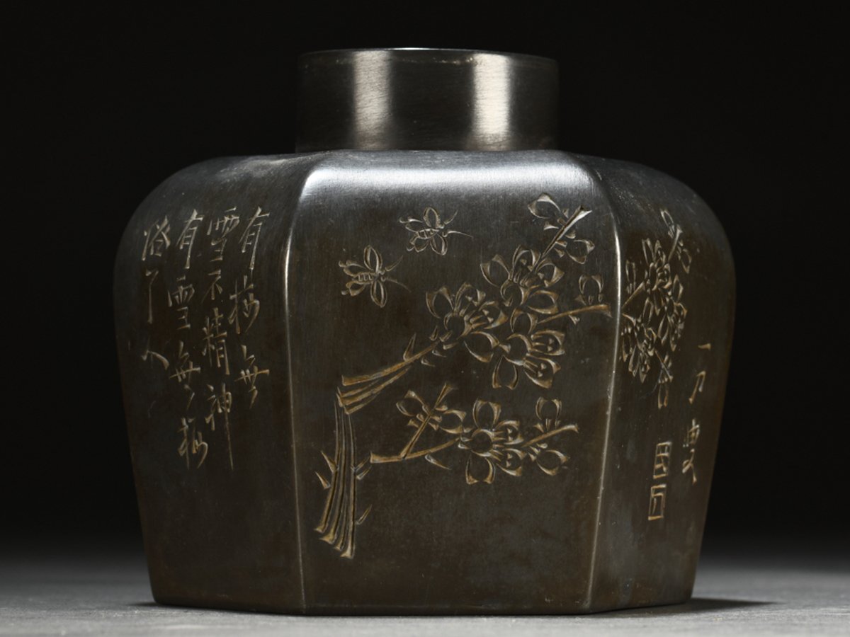 古錫 茶筒 㸃銅 古美術 古道具 アンティーク 古錫 茶筒 㸃銅 古美術 古道具 アンティーク Yahoo!オークション