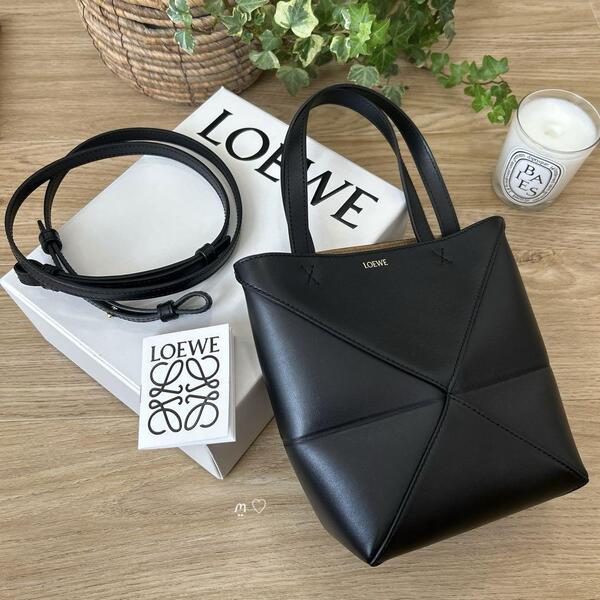 送料無料 LOEWE ロエベ パズルフォルドトートミニ ハンドショルダーバッグ斜め掛け 黒 現行販売品