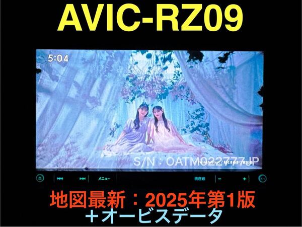 美品★AVIC-RZ09★地図最新2025年第1版+オービス★取説/TVアンテナ/カメラ/マイク等付き CD録音/DVD/地デジ(フルセグ)/Bluetooth/SD/USB