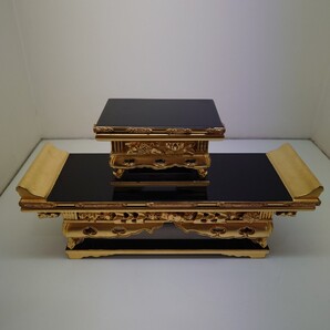 前卓9寸 上卓3.5寸 中古 美品 仏具 浄土真宗 木製 金箔