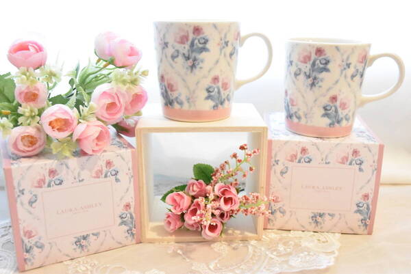PAY1・YA12*ローラアシュレイ*マグカップ*2個セット*スカボローフェア*LAURA ASHLEY*花柄*ギフト*プレゼント*コップ*おもてなし*上品
