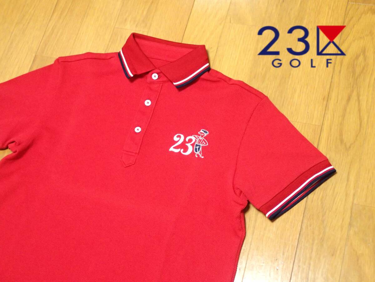 23区 - タグ付★未使用★23区ゴルフ★ポロシャツ★重ね着風★長袖★赤×ストライプ★L 中古 レディース 23区ゴルフ 23区GOLF 半袖ポロシャツ M 紺×赤