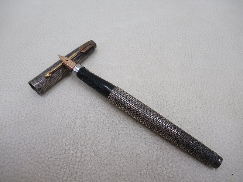 PARKER スターリング シルバー 万年筆 14金 ヴィンテージ パーカー 万年筆 スターリングシルバー ペン先14K PARKER【AFI7