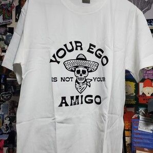 新品│評価2100セール品│メキシカンスカル│あなたのエゴはアミーゴじゃない│輸入Tシャツ│海外インポート品│海外サイズS(JP-L)│白
