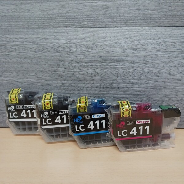 y080106k ブラザー 【互換品】brother LC411 互換インクカートリッジ 4本セット(BK2本/C/M)