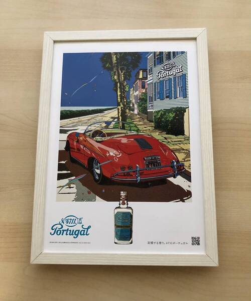 kj ★額装品★ 鈴木英人 ポーチュガル ポルシェ 貴重イラスト 広告 A4サイズ額入り ポスター風デザイン 車 自動車 香水