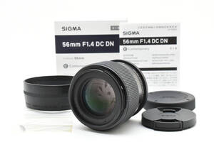 超美品 シグマ 56mm f1.4 DC DN Lマウント用 ブラック フード付き Sigma 049
