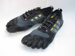 送料無料 中古 レア! adidas アディダス adipure 28cm US10 グレーイエロー 5本指 LACE trainer 1.1 アディダス アディピュア トレーナー