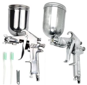 エアースプレーガン 2セット F75 口径1.5㎜ 重力式 400ml W77 口径3.0mm 塗装 DIY 噴霧 ペイントガン エアスプレーガン (A65)