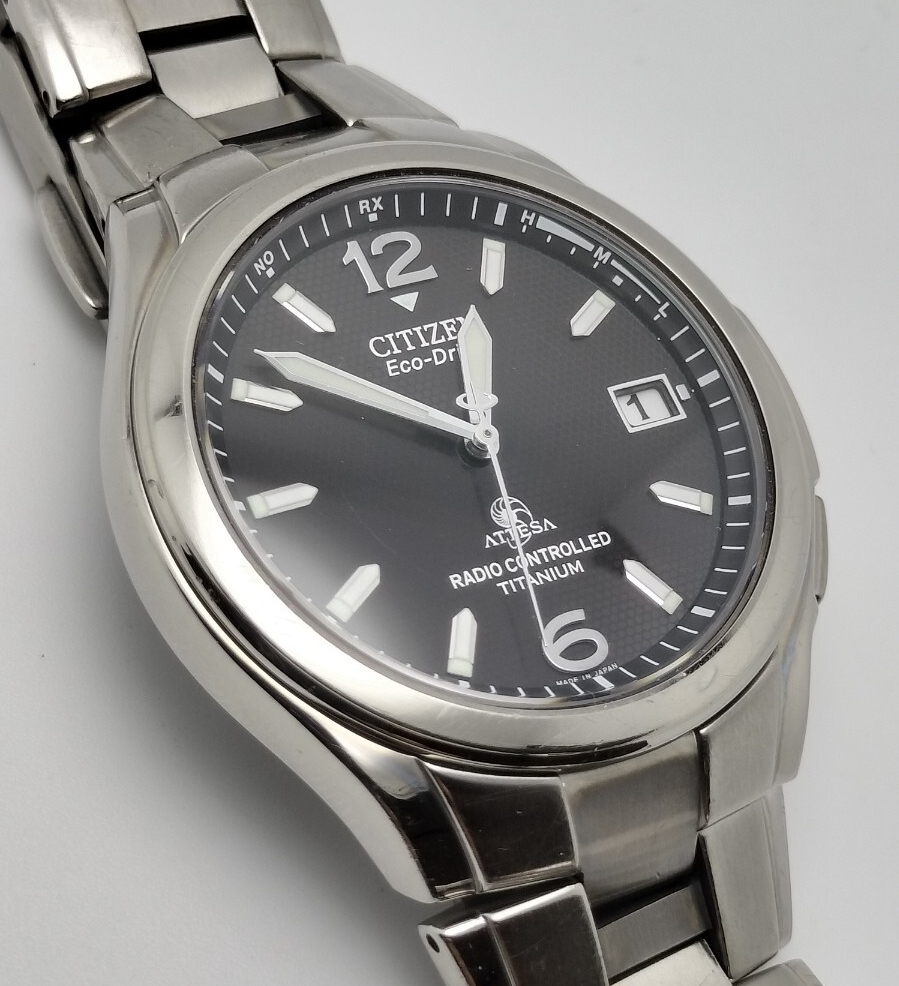 mntn　　　　　　アテッサ　電波ソーラー　軽量チタン　電波時計　H410 美品 シチズン アテッサ 電波ソーラー 軽量チタン H410