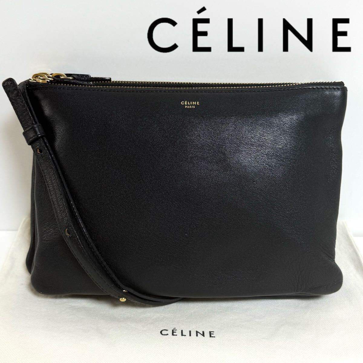 【極美品】セリーヌ フィービー期 トリオ ショルダーバッグ レザー 黒 斜め掛け 楽天市場】CELINE セリーヌ トリオ ラージ ショルダーバッグ