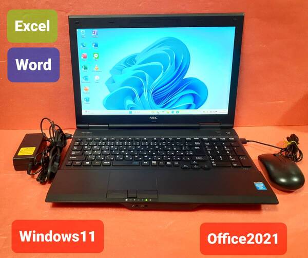 初期設定不要★NEC Core i5 4200M 2.5GHz 4GB 320GB Windows11 Office2021 エクセル ワード パワーポイント ノートパソコンセット★15.6型