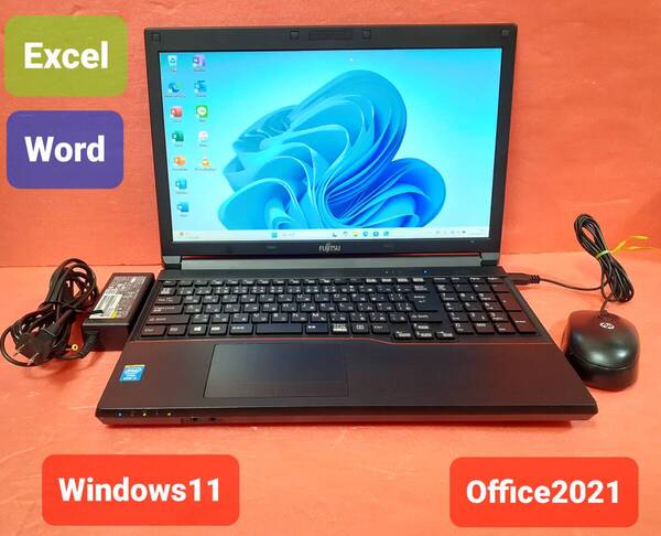初期設定不要★富士通 Core i3 4000M 2.4GHz 8GB 320GB Windows11 Office2021 エクセル ワード パワーポイント ノートパソコンセット★