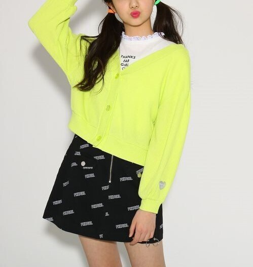 ラスト 新品 PINK-latte ニコラ掲載ショートカーデ+Tシャツ 2点セット レモンイエロー 15(XS150cm) 定価4290円