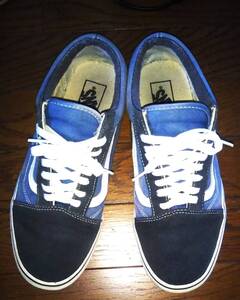 即決・送料込★VANS バンズ★キャンバスxスエード スニーカー オールドスクール OLD SKOOL★紺x黒x白 US9.5(27.5cm) 使用感大
