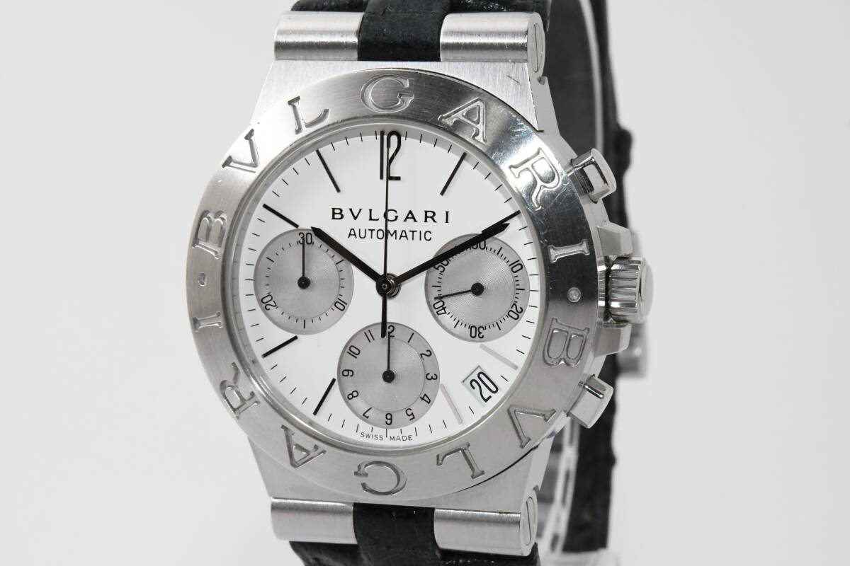 ジャンク　ブルガリ　 メンズ　ディアゴノ　ホワイト　CH35S箱付き BVLGARI】ブルガリ『ディアゴノ スポーツ クロノグラフ』CH35S
