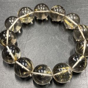 【すごく透明感のある】スモーキー ルチル ブレスレット 約18.1mm-18.2mm 腕周り18cm 0729