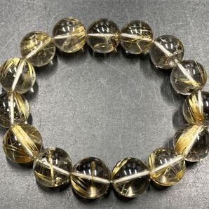 【激レア V字 太陽放射】ルチル クオーツ ブレスレット 約15.1mm-15.6mm 腕周り18cm 0729