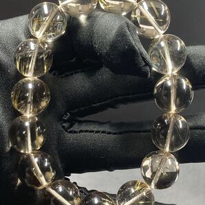 【すごく透明感のある】スモーキー ルチル ブレスレット 約15.1mm-15.6mm 腕周り18cm 0729