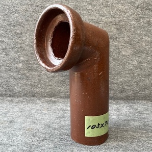 <送料込>小型 陶器製 配管 土管 どかん ドカン エルボ シェルター トンネル アクアリウム ガーデニング オブジェ L型 鉢 暗渠排水用