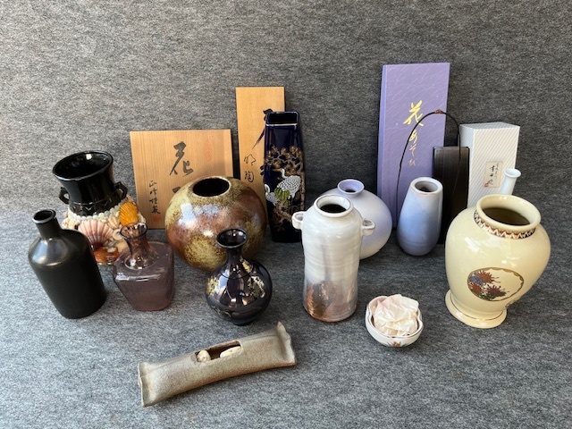 九谷焼 骨董 花器 明陶苑 花瓶 投入れ Japanesetraditional