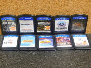 【A1077】PS Vitaソフト 10本セット ゴッドイーター 実況パワフルプロ野球 FIFA15 戦国無双 など