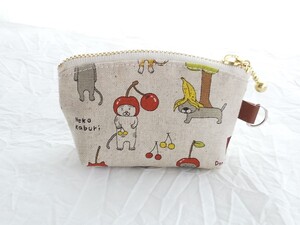 ★ハンドメイド★cat*さくらんぼ猫*ミニポーチ*小物入れ♪ねこ
