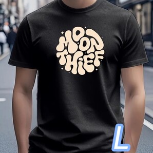 【シンプルT】黒・Lサイズ《MoonThief=月泥棒》●╋サイズ■月を盗むTシャツ
