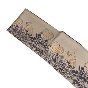 【新品未使用】おりびと半幅帯 正絹 ウリ坊 イノシシ 可愛い 長尺 個性派
