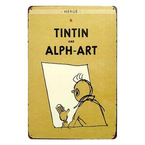 タンタンの冒険 ブリキ看板 A4 イエロー TINTIN タンタン 漫画 マンガ 絵本 子供 幼児 映画 アメリカン雑貨 サインプレート バー